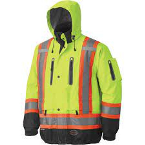 Veste imperméable respirante première qualité Polyester Noir/Jaune lime haute visibilité 3T-Grand Veste imperméable respirante première qualité Polyester Noir/Jaune lime haute visibilité 3T-Grand