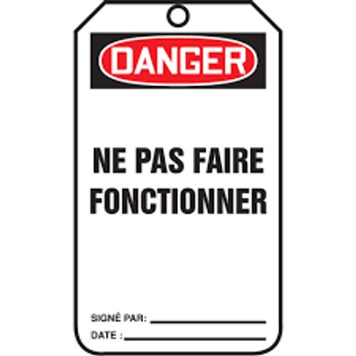 Étiquettes verrouillage plastique 3-3/8" x 5-7/8" français TCF018PTP Étiquettes verrouillage plastique 3-3/8" x 5-7/8" français TCF018PTP