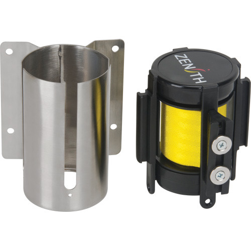 Barrière fixation murale ruban magnétique, Acier, Fixation vis, 7 pieds, Ruban Jaune SGR021