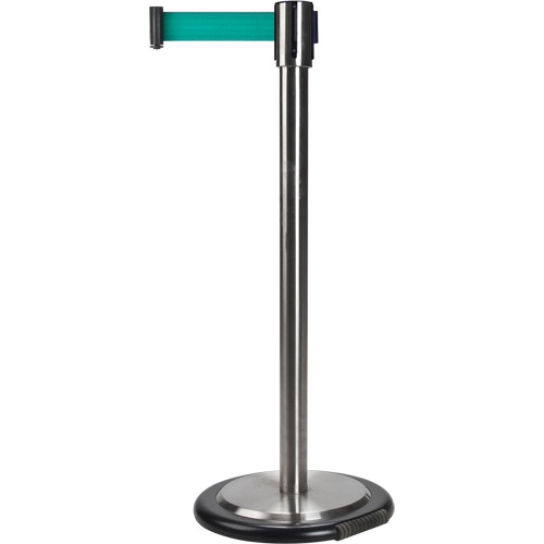 Barrières contrôle foules, Acier, 35" h, Ruban Vert, Longueur ruban 7' SDN323 Barrières contrôle foules, Acier, 35" h, Ruban Vert, Longueur ruban 7' SDN323