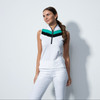 DS Prato White Color Block Sleeveless Polo Shirt