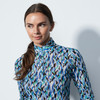 DS Digne Blue Abstract Print 3/4 Sleeve Mesh Polo Shirt