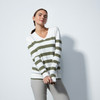 DS Ferrara Khaki Green White Striped Knit Sweater