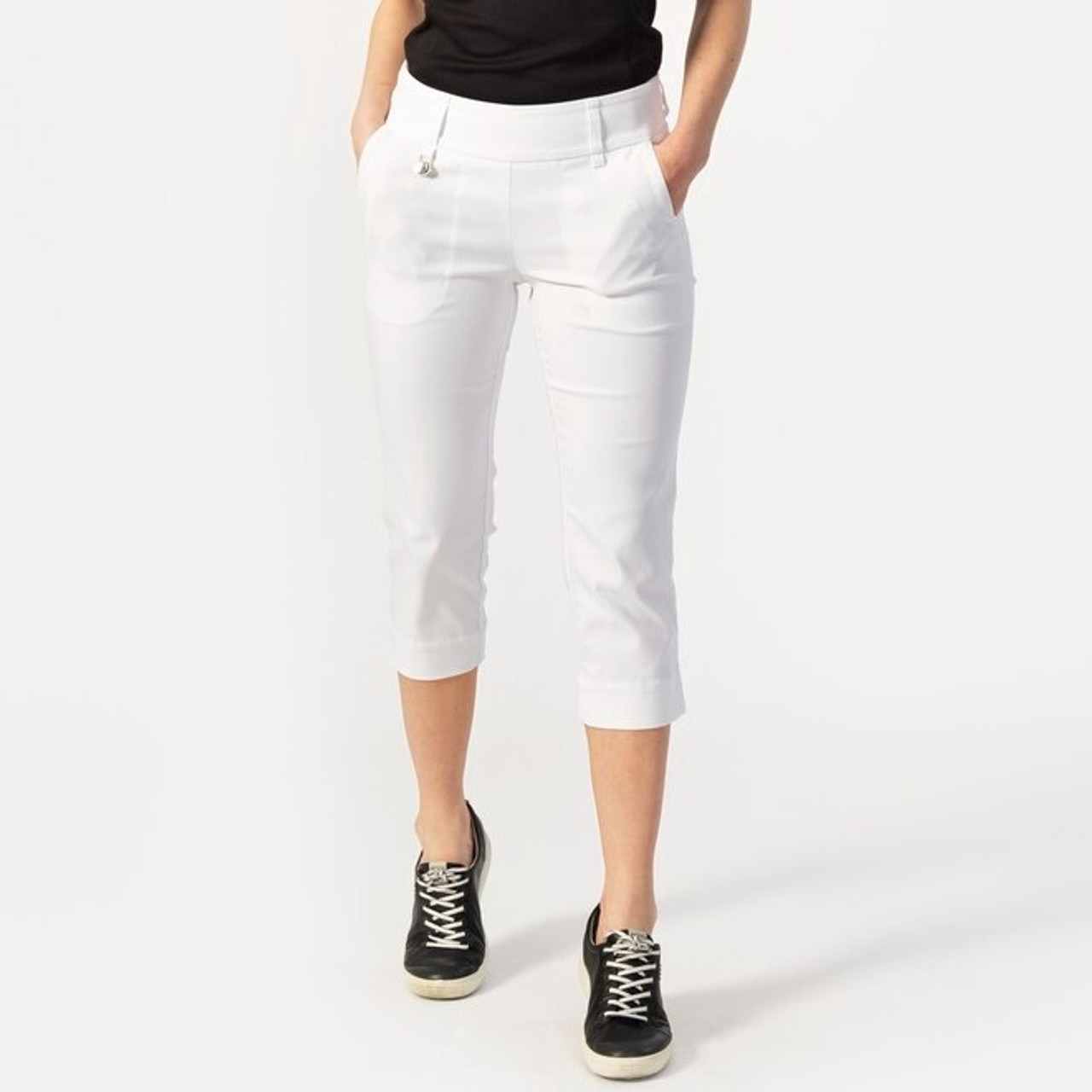 Buy Diaz Women's Regular Fit Plain 3/4th Capri Pants (White, Magenta,XL) at
