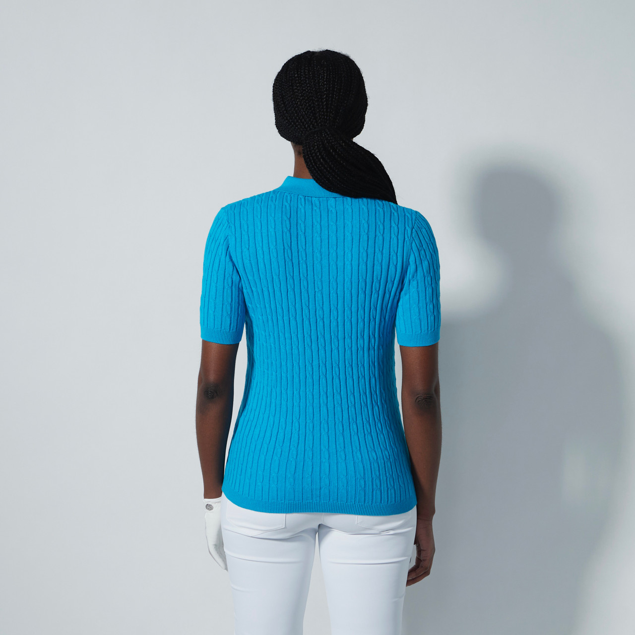 トップス DESCENDANT KNIT POLO DS Sea Salt Green Cable Knit Short Sleeve Polo Shirt | Daily