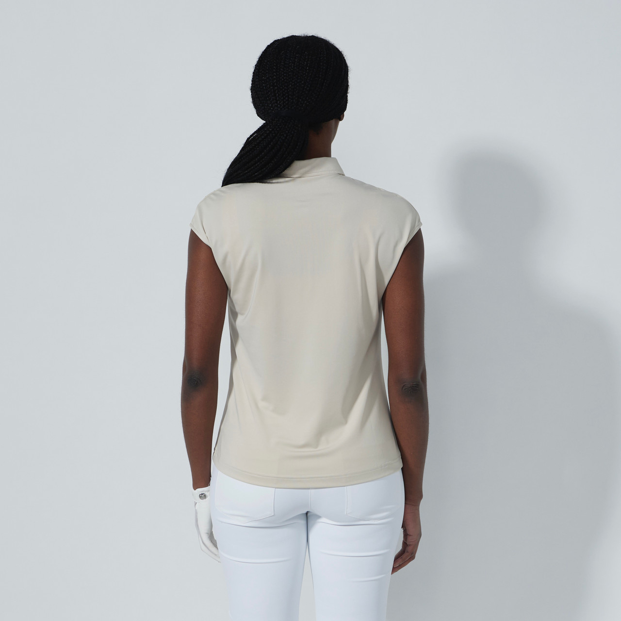 トップス dedisne DS Gaze Raw Beige Rhinestone Cap Sleeve Polo Shirt | Daily