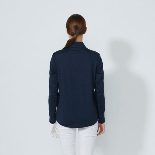 DS Dark Navy Peach Long Sleeve Half Neck Polo Shirt