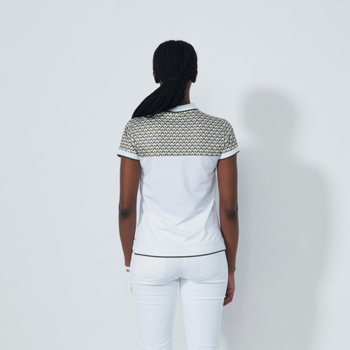 DS Diamond Geo Print Air Insert Cap Sleeve Polo Shirt