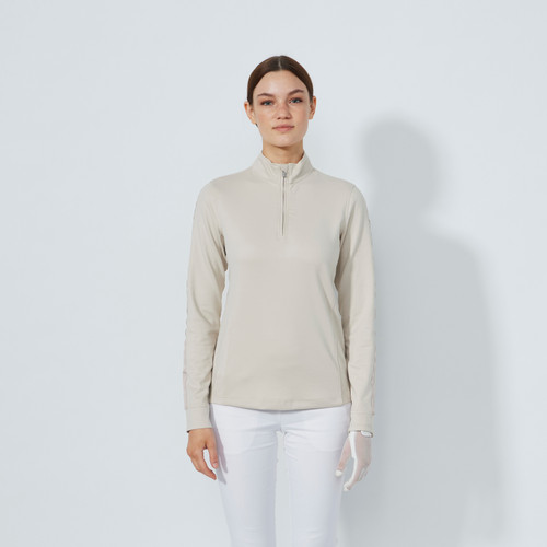 DS Anna Raw Beige Midlayer Half Neck Long Sleeve Top