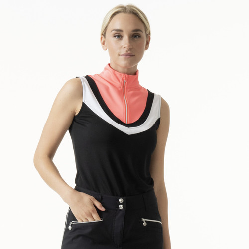 Tisha Black Sleeveless Polo Shirt