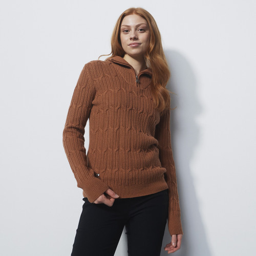 DS Cable Knit Cinnamon Long Sleeve Pullover Unlined