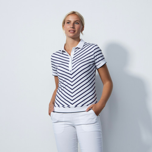 DS Navy White Stripe Short Sleeve Polo Shirt