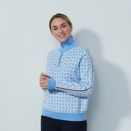 DS Pomona Belle Blue Graphic Print Lined Sweater | Daily Sports USA