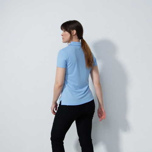 DS Belle Blue Cable Knit Short Sleeve Polo Shirt | Daily