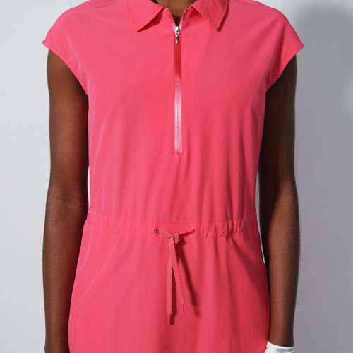 DS Acerra Intense Coral Cap Sleeve Dress