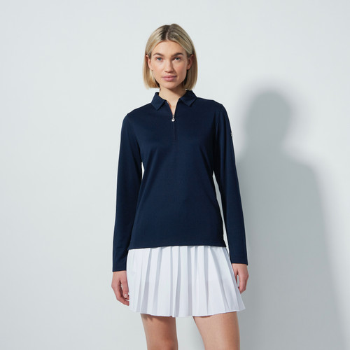 DS Peoria Dark Navy Long Sleeve Polo Shirt S25