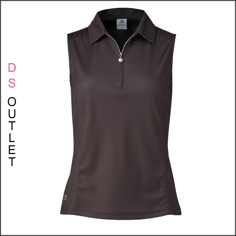 Messina Black Sleeveless Polo Shirt