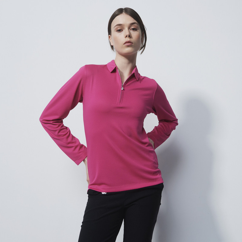 DS Tulip Pink Long Sleeve Polo Shirt