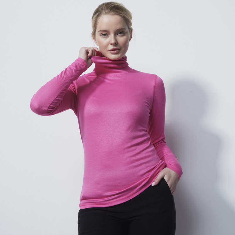 DS Tulip Pink Long Sleeve Roll Turtle Neck Top