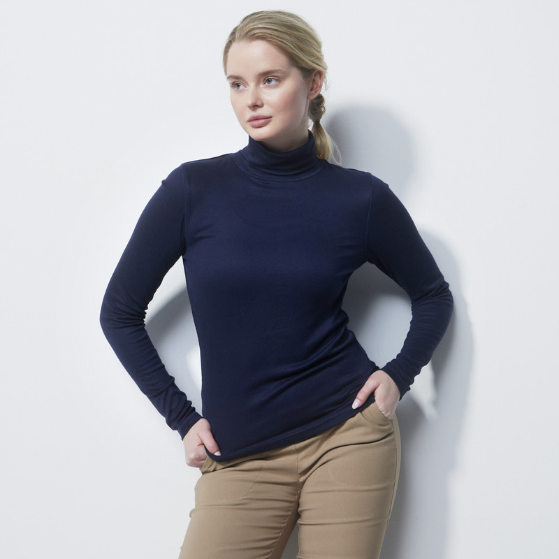 DS Navy Long Sleeve Roll Turtle Neck Top