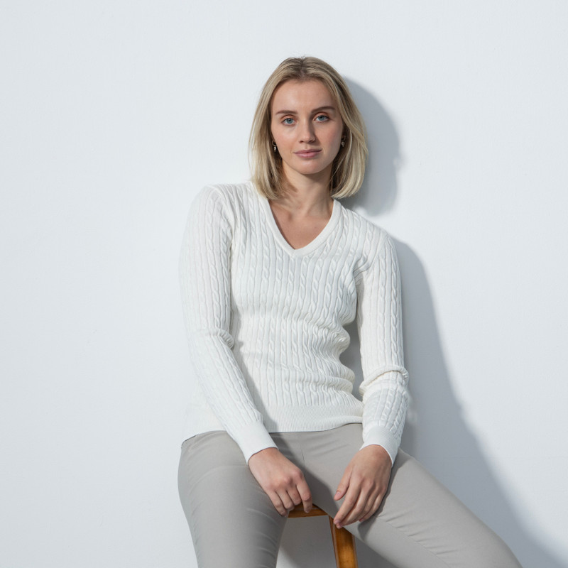 DS White Cable Knit Sweater