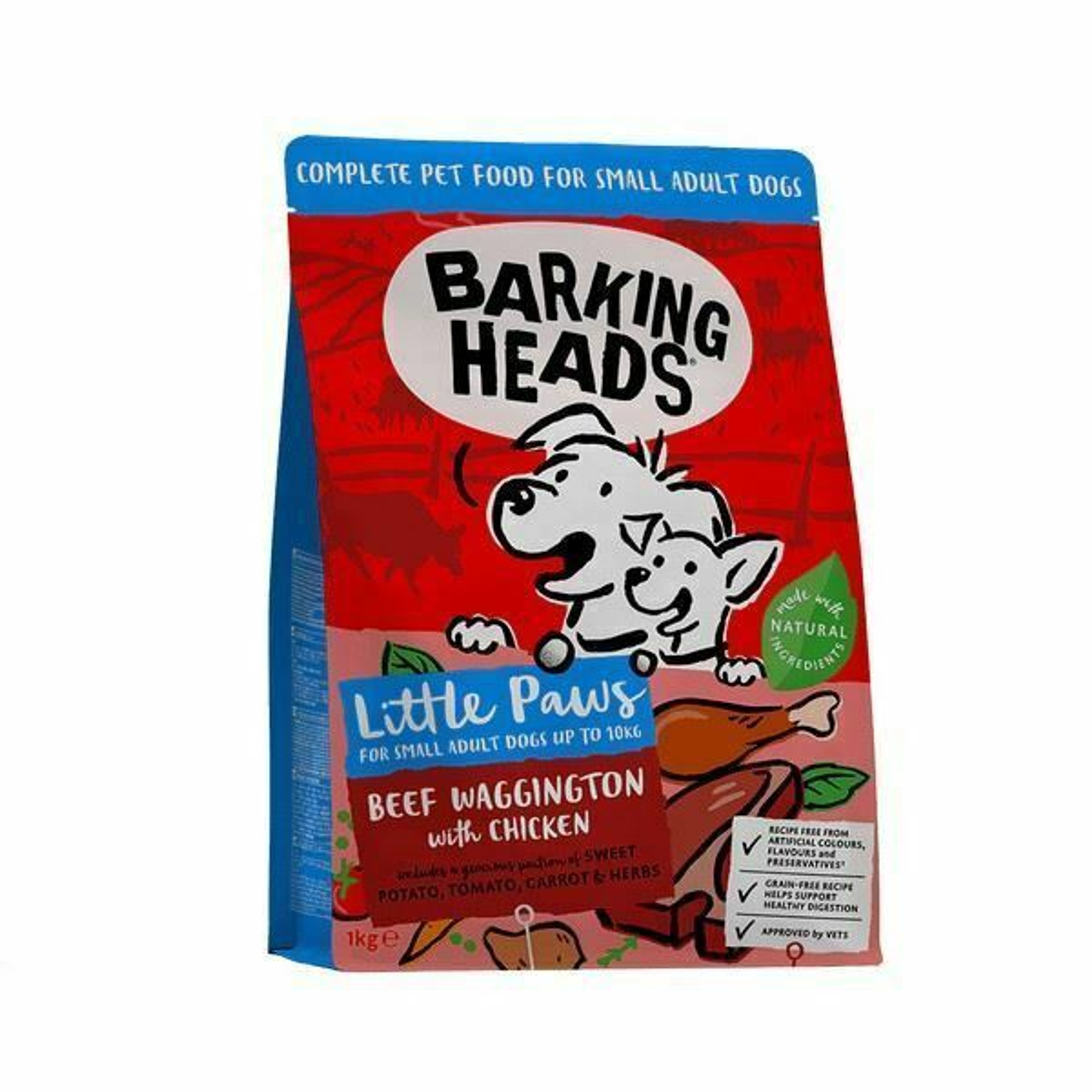 Barking Heads Dry Food for Small Adult Dogs Beef Waggington with ...