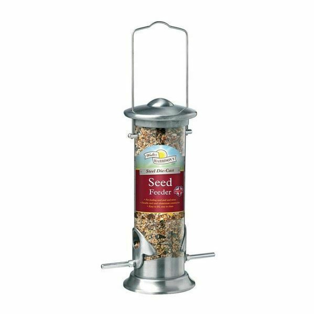 Walter Harrisons Brushed Steel Die Cast Bird Seed Feeder 20cm Garden Decoration