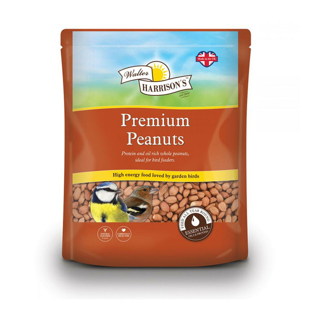 Walter Harrisons Premium Peanuts Bird Food for Sparrow Robin Woodpecker 4kg Bag