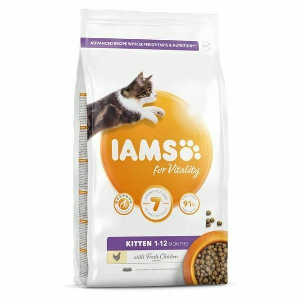 IAMS For Vitality Dry Kitten Food with Fresh Chicken Cat Feed 1-12 Months 800g