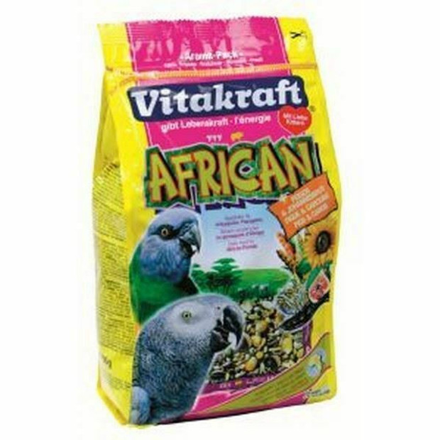 Vitkraft African Grey Parrot Food Mix Seed Nut Fruit Vitality Plus 750g Bag