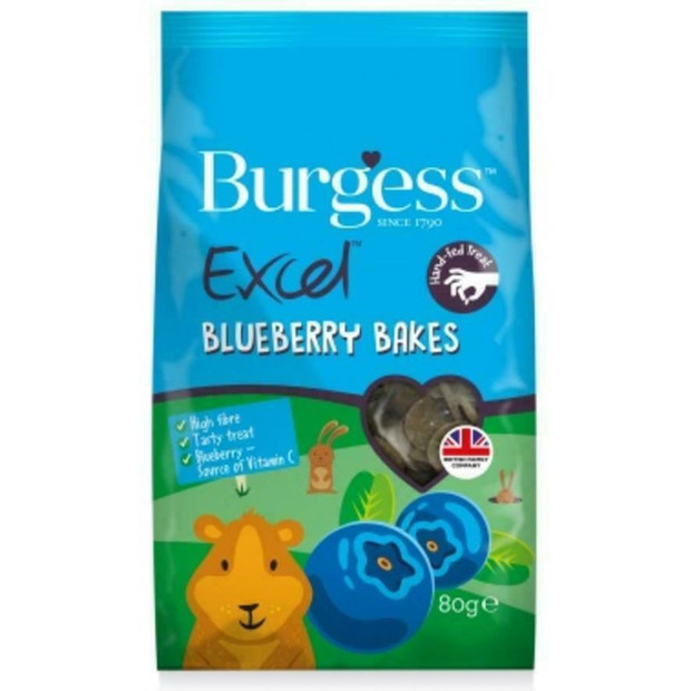 Burgess Excel BLUEBERRY BAKES Rabbit Guinea Pig Small Animal Fruit Treats 80gm