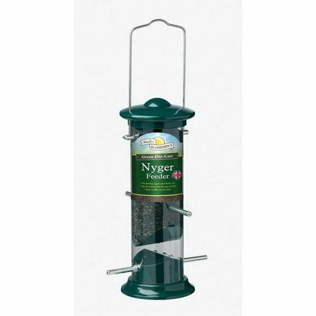 Nyger Seed Die Cast Wild Bird Feeder Hard-Wearing Hanging Green Garden 20cm