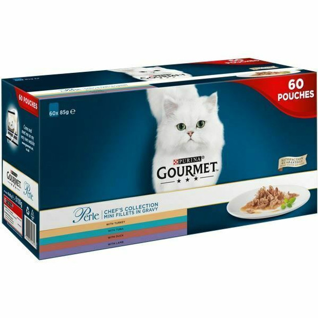 Purina Gourmet Cat Food Chefs Collection Mini Fillets in Gray Turkey Tuna 60x85g