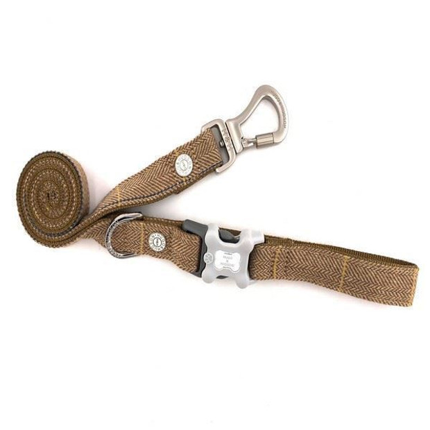 Hugo & Hudson Caramel Tweed Herringbone Dog Lead