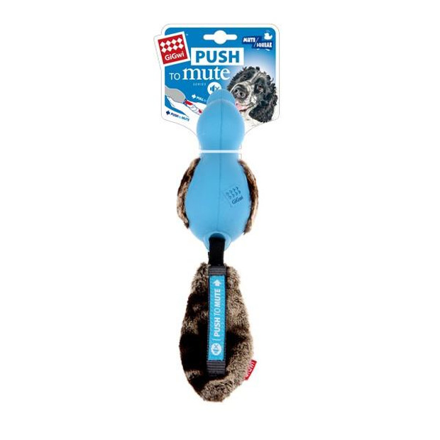 GiGwi Dog Toy Duck Quiet Mode with Plush Tail Blue
