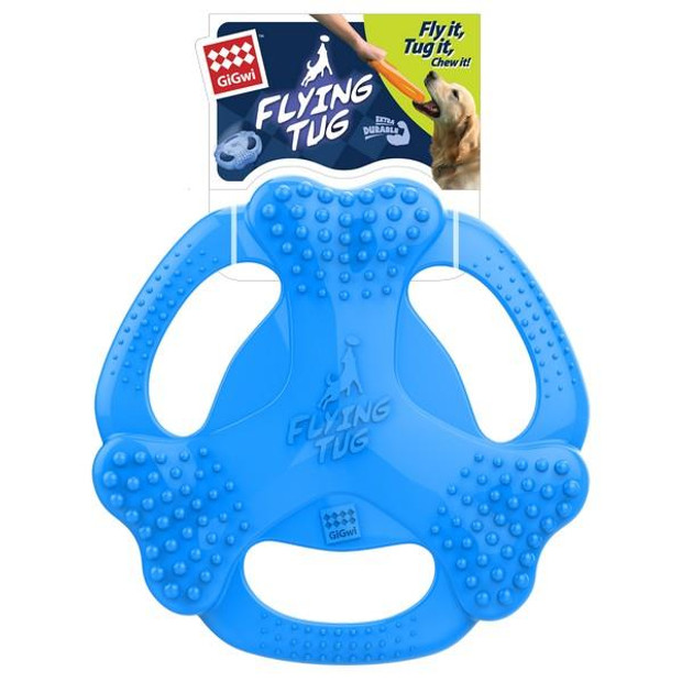 GiGwi TPR Dog Chew Toy Bone Flying Tug Game Blue