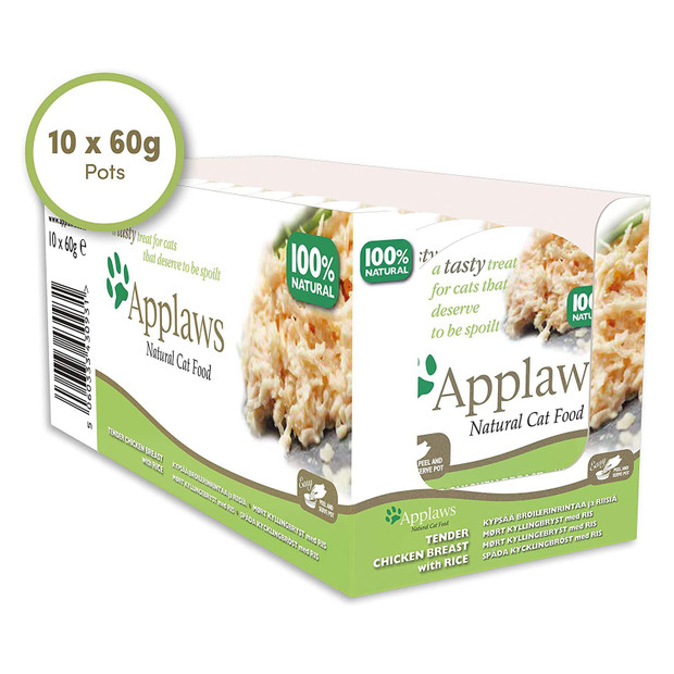 Applaws Wet Cat Food Chicken Breast With Rice 10 x 60g Pots