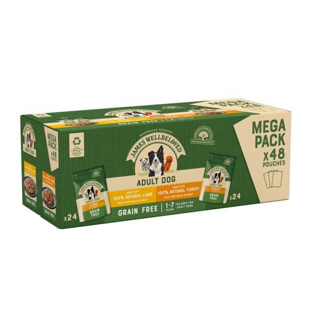 Grain Free Adult Dog Food Turkey & Lamb in Gravy 48 x 100g Pouch