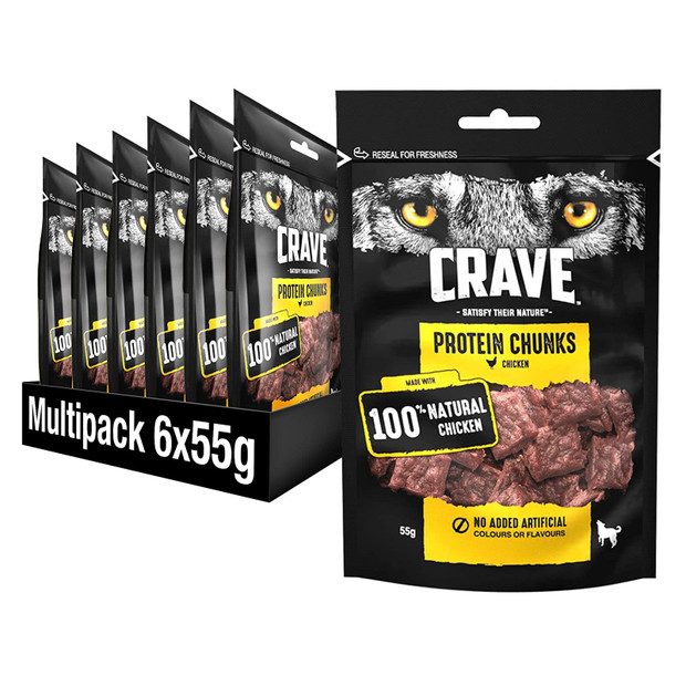Crave Protein Chunks Chicken Dog Treat Grain Free High Protein Meal