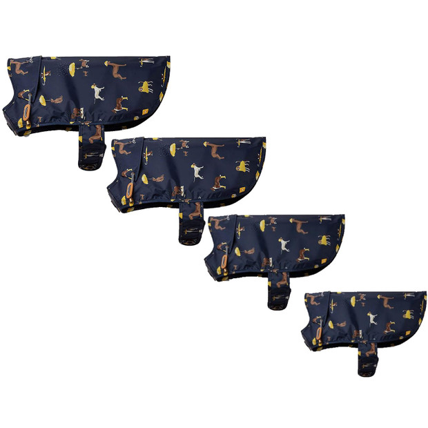 Joules Navy Dog Raincoat Waterproof Print Dog Jacket
