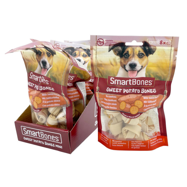 SmartBones Sweet Potato Mini Bones Dog Chew Treats 8 Per Pack