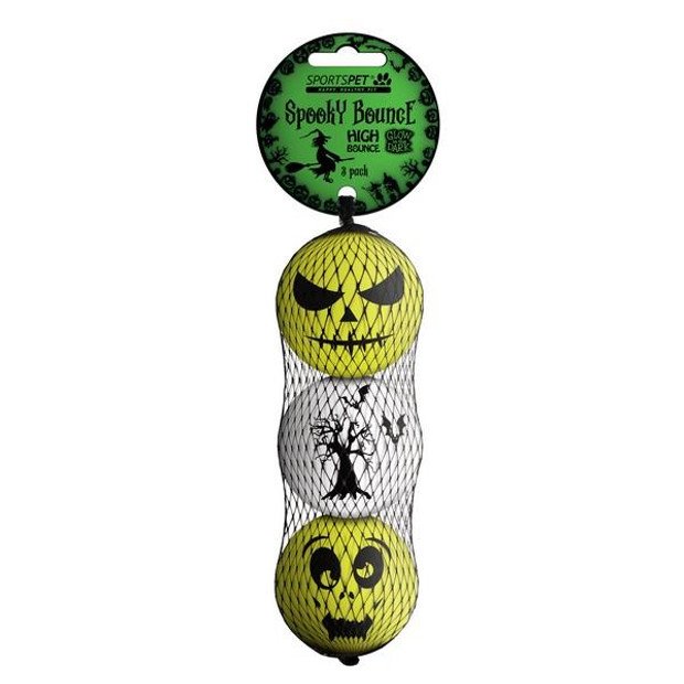 Sportspet High Bounce (60mm) Halloween Glow in the Dark Dog Ball 3pk