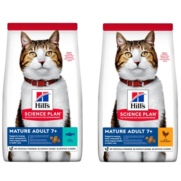 Hills Science Plan Mature Adult 7+ Dry Cat Food Meat Protein Meal