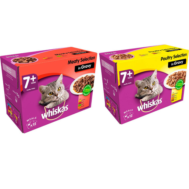 Whiskas 7+ Wet Senior Cat Food Selection in Gravy 12 x 100g