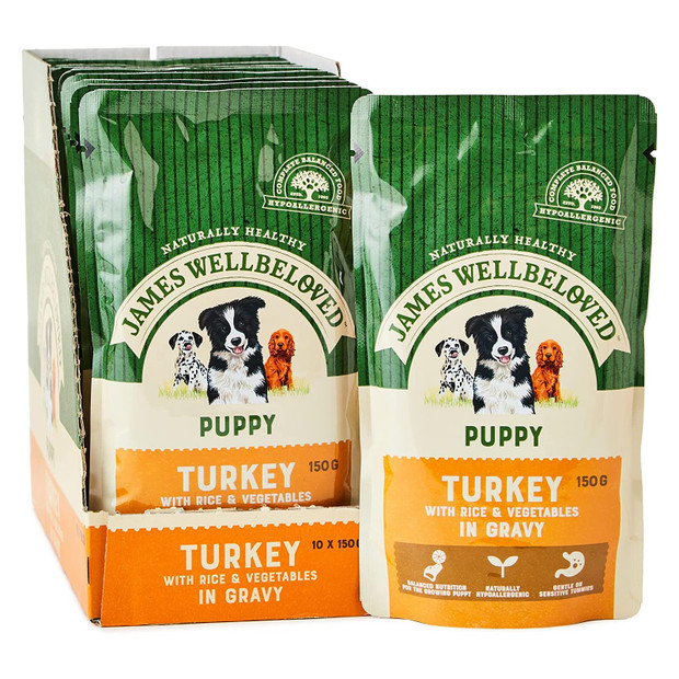 James Wellbeloved Wet Puppy Dog Food Turkey in Gravy, 10 x 150 g
