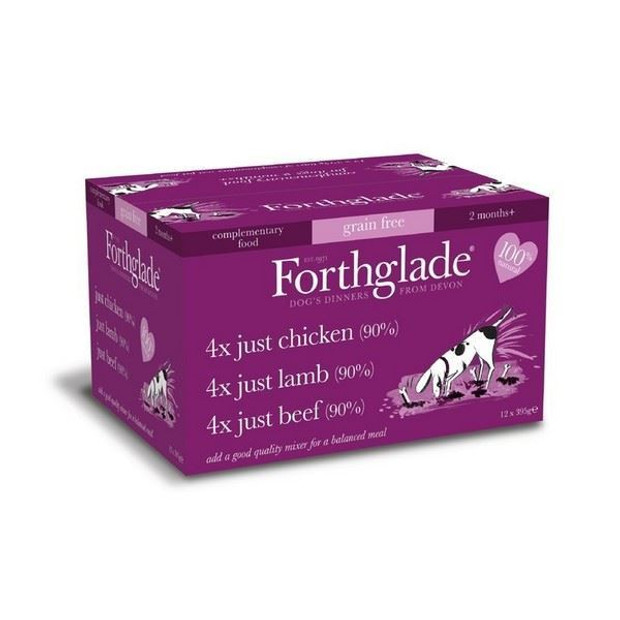 Forthglade Natural Wet Dog Food Chicken, Lamb & Beef Variety Pack 12 x 395g
