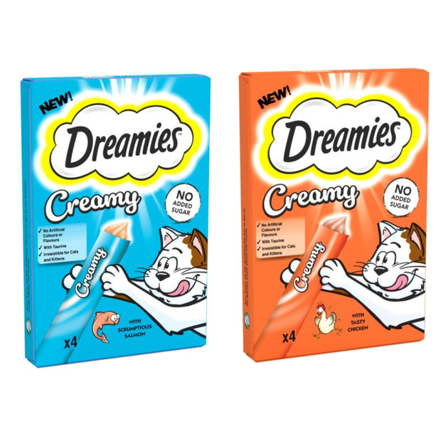 Dreamies Creamy Adult Cat & Kitten Treats Pet Snack Taurine Meal
