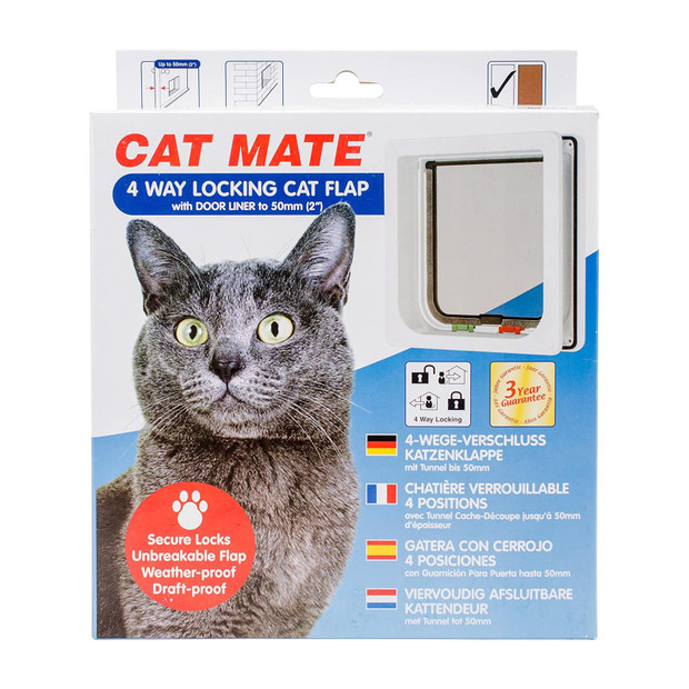 Cat Mate 4-Way Locking Cat Flap Tamper-Proof Pet Accessory