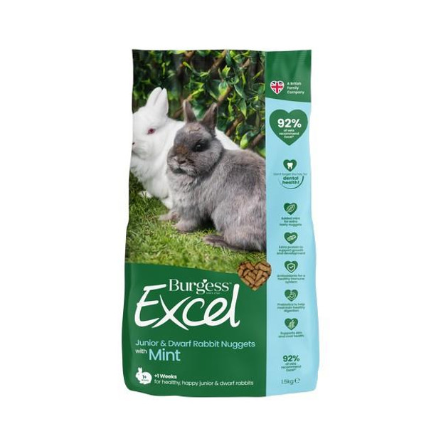 Burgess Excel Junior & Dwarf Nuggets with Mint Extra Protein Food