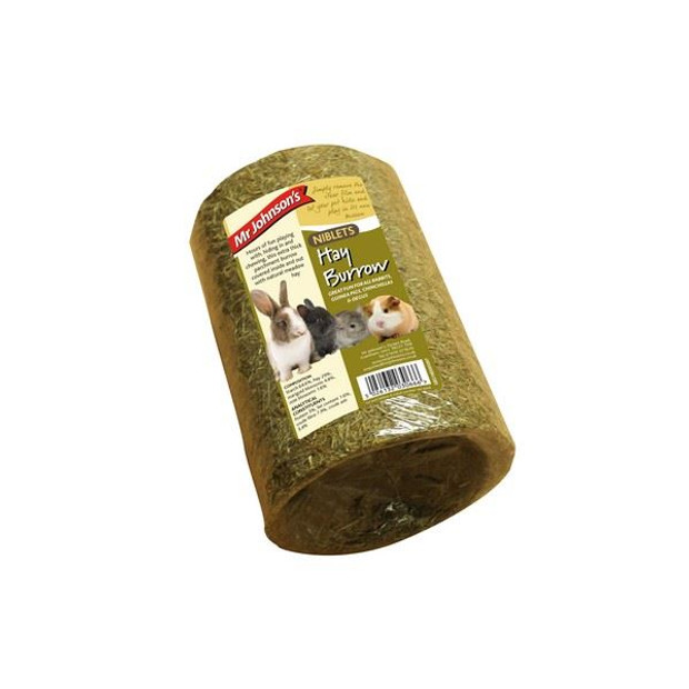 Mr Johnsons Niblets Hay Burrow with Flowers Small Animal Accessory